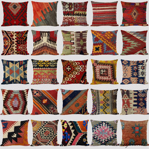 Bohemian Patterns Linen Cushions Case Multicolors Abstract Ethnic Geometry Print Decorative Pillows Case Living Room Sofa Pillow acacuss