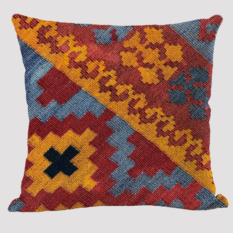 Bohemian Patterns Linen Cushions Case Multicolors Abstract Ethnic Geometry Print Decorative Pillows Case Living Room Sofa Pillow acacuss