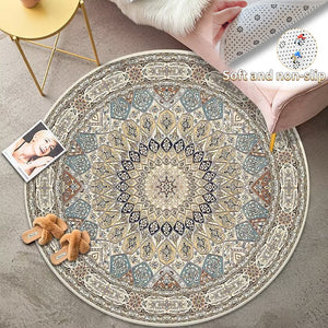 Bohemian Style Round Carpet Decoration Home Large Size Bedroom Rugs Fluffy Soft Carpet for Living Rooms Short Plush Floor Mats acacuss