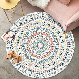 Bohemian Style Round Carpet Decoration Home Large Size Bedroom Rugs Fluffy Soft Carpet for Living Rooms Short Plush Floor Mats acacuss