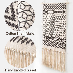 Bohemian Tapestry Macrame Wall Hangings Home Decor Cotton Linen Tassel Handmade Woven Geometric Canvas Art Background Tapestries acacuss