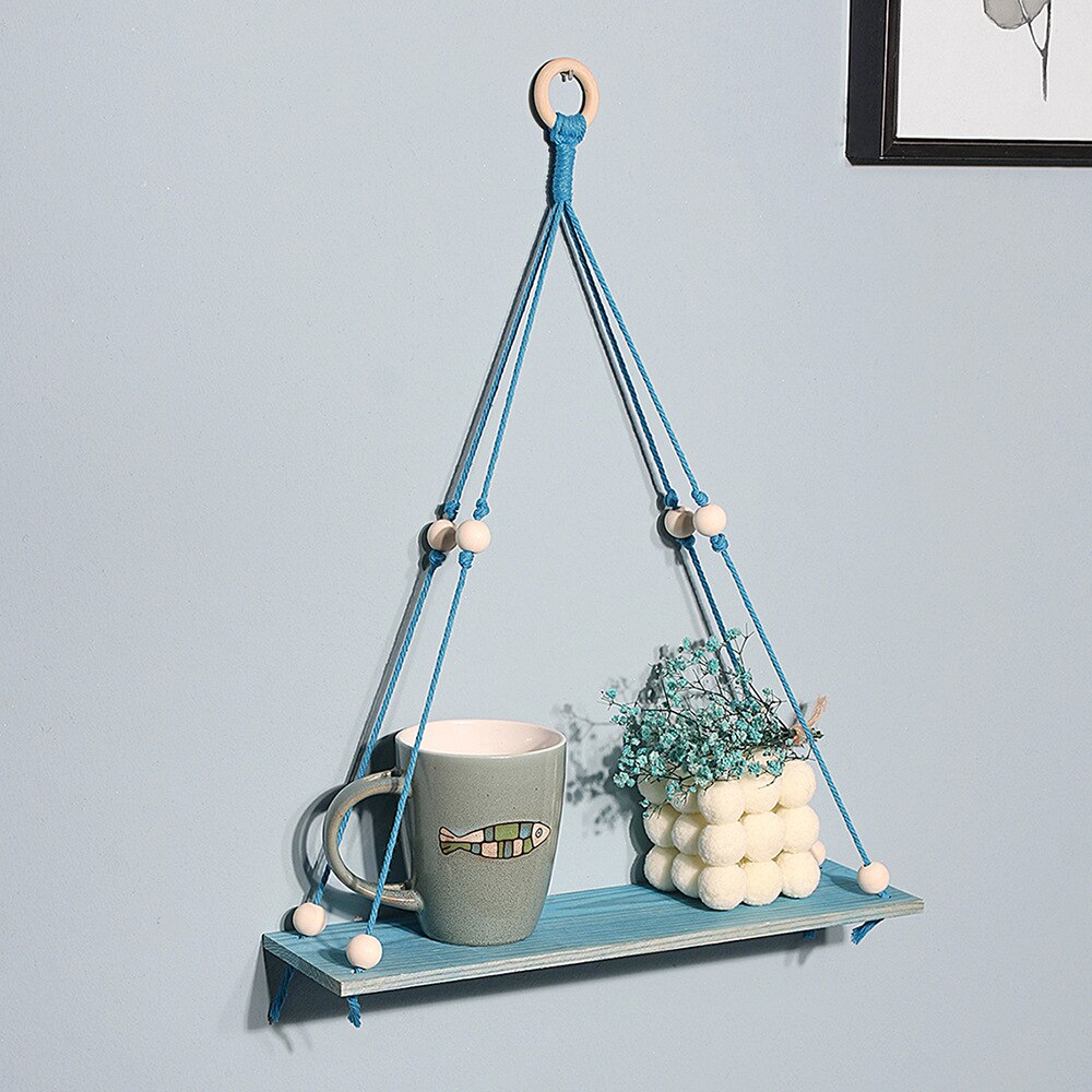 Bohemian Wall Decoration Shelf Hand-woven Tapestry Storage Rack Home Living Room Decoration acacuss