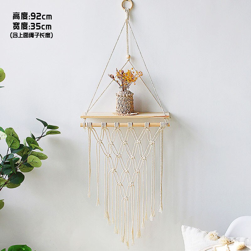 Bohemian Wall Decoration Shelf Hand-woven Tapestry Storage Rack Home Living Room Decoration acacuss
