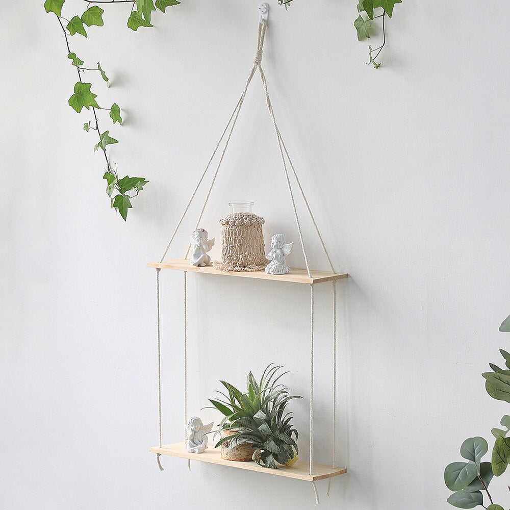Bohemian Wall Decoration Shelf Hand-woven Tapestry Storage Rack Home Living Room Decoration acacuss