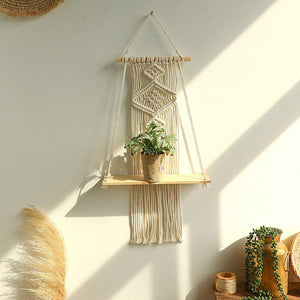 Bohemian Wall Decoration Shelf Hand-woven Tapestry Storage Rack Home Living Room Decoration acacuss