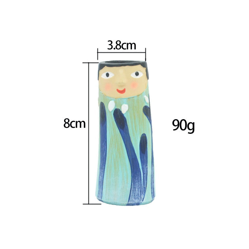 Boho Family Face Resin Dried Flower Vase Ornament acacuss