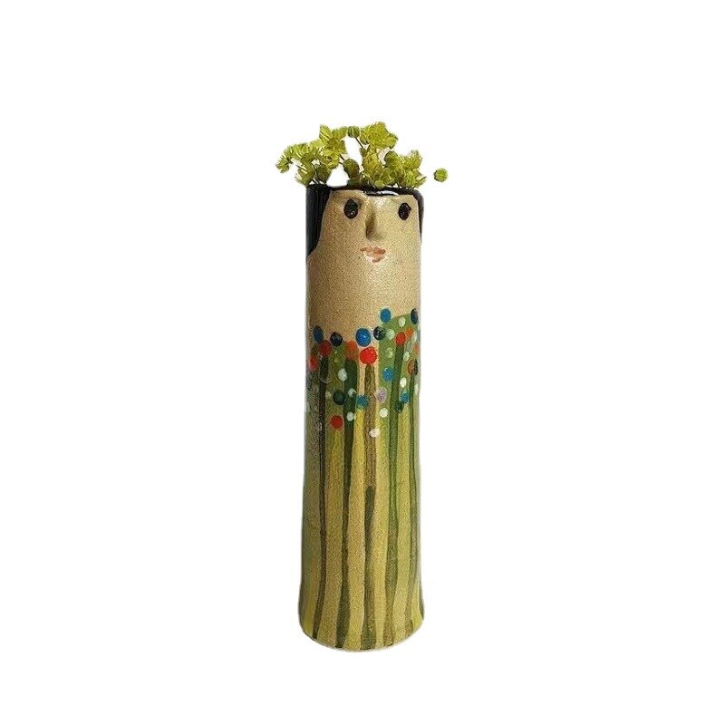 Boho Family Face Resin Dried Flower Vase Ornament acacuss