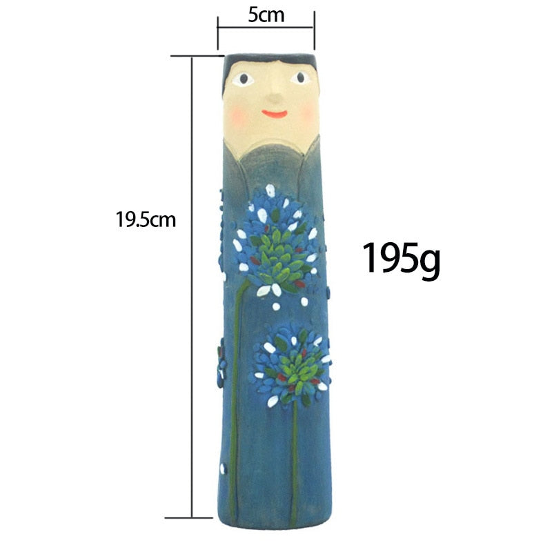 Boho Family Face Resin Dried Flower Vase Ornament acacuss
