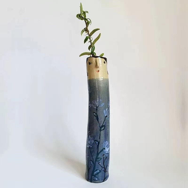 Boho Family Face Resin Dried Flower Vase Ornament acacuss