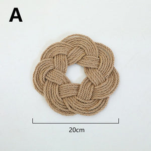 Boho Handmade Woven Straw Wall Decor Moroccan Hanging Ornament Round Nordic Placemat Home Living Room Background Decoration acacuss