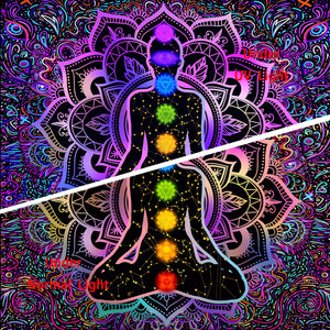 Boho Indian Buddha Statue Blacklight Tapestry Uv Reactive Seven Chakra Black Light Tapestries Yoga Meditation Wall Hanging Cloth acacuss