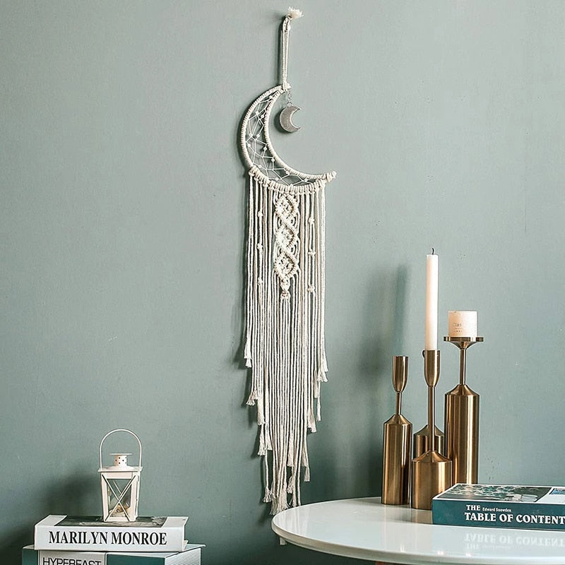 Boho Moon Star Dream Catcher White Large Dreamcatchers For Wedding Decoration Home Decor Girls Kids Nursery Room Decoration Gift acacuss