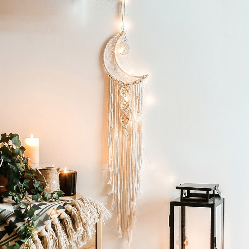Boho Moon Star Dream Catcher White Large Dreamcatchers For Wedding Decoration Home Decor Girls Kids Nursery Room Decoration Gift acacuss