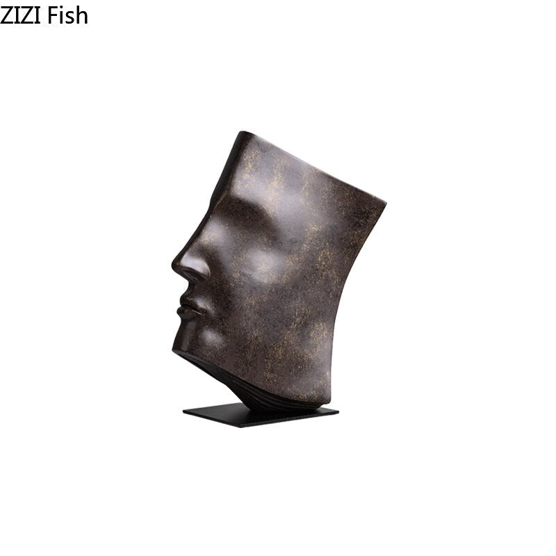 Book Face Figures Sculpture Abstract Art Resin Crafts Desk Decoration Ornaments Character Statue Artwork Modern Home Decor acacuss