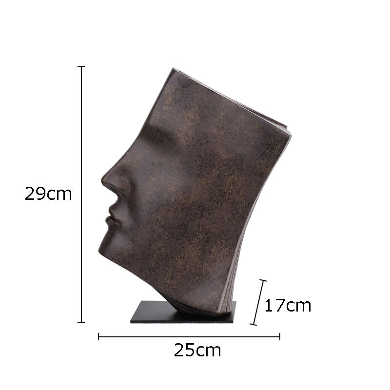 Book Face Figures Sculpture Abstract Art Resin Crafts Desk Decoration Ornaments Character Statue Artwork Modern Home Decor acacuss