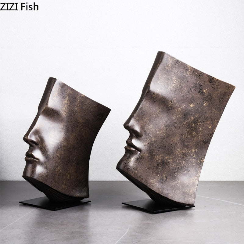 Book Face Figures Sculpture Abstract Art Resin Crafts Desk Decoration Ornaments Character Statue Artwork Modern Home Decor acacuss