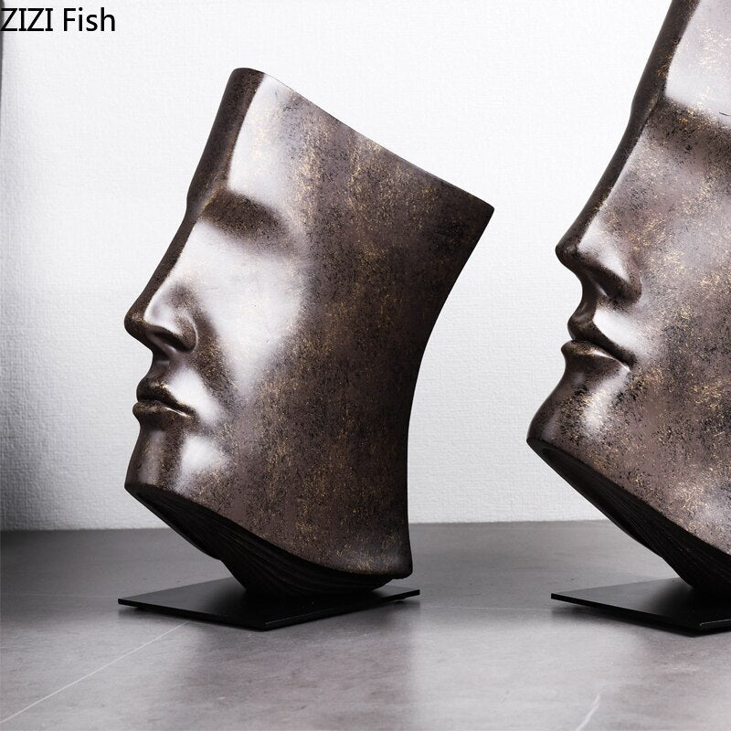 Book Face Figures Sculpture Abstract Art Resin Crafts Desk Decoration Ornaments Character Statue Artwork Modern Home Decor acacuss