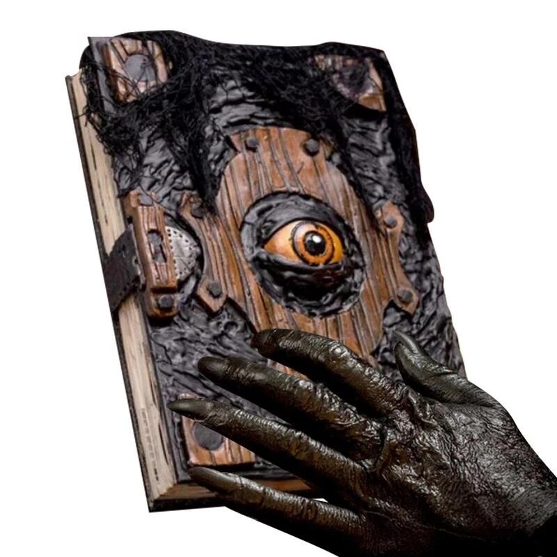 Book Of The Damned Halloween Decor Prank Decoration Magic Book Handmade Black Spellbook Spooky Seasonal Prop Art Book Of Eyes acacuss