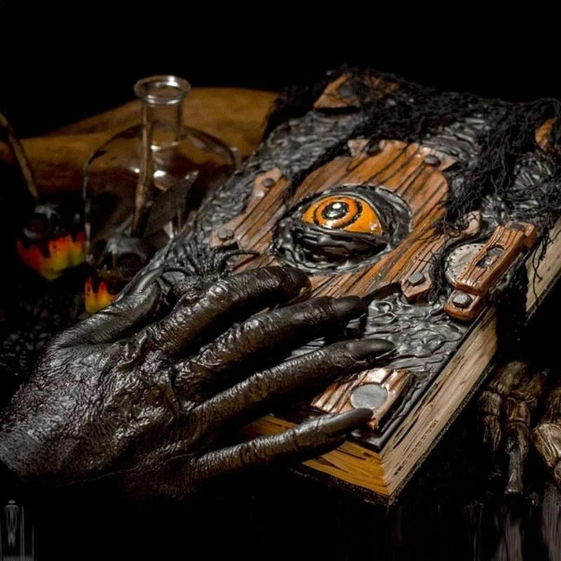 Book Of The Damned Halloween Decor Prank Decoration Magic Book Handmade Black Spellbook Spooky Seasonal Prop Art Book Of Eyes acacuss