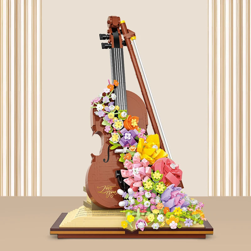 Bouquet Orchid Block Flower Chrysanthemum Flower Potted Building Blocks FIT for Home Decoration Romantic Kit Toy Girl Gift acacuss