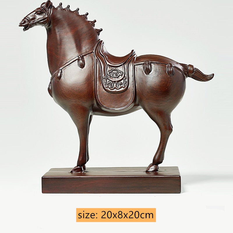 Boutique Ebony Horse Sculpture Ornaments Handmade Wood Carving Living Room Decoration Office Lucky Decor Crafts Home Accessories acacuss