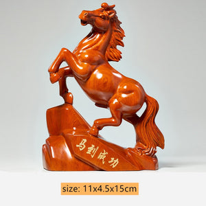 Boutique Ebony Horse Sculpture Ornaments Handmade Wood Carving Living Room Decoration Office Lucky Decor Crafts Home Accessories acacuss