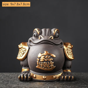 Boutique Purple Clay Tea Pet Decoration Lucky Toad Tea Figurine Ornaments Tea Set Accessories Home Fengshui Sculpture Crafts acacuss