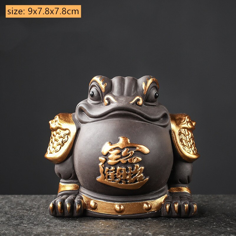 Boutique Purple Clay Tea Pet Decoration Lucky Toad Tea Figurine Ornaments Tea Set Accessories Home Fengshui Sculpture Crafts acacuss