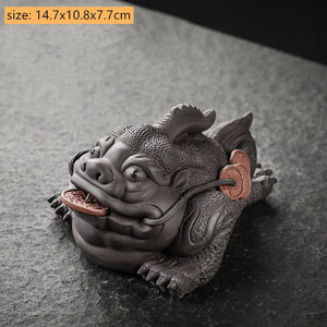 Boutique Purple Clay Tea Pet Decoration Lucky Toad Tea Figurine Ornaments Tea Set Accessories Home Fengshui Sculpture Crafts acacuss