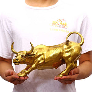 Brass Bull Wall Street Cattle Sculpture Copper Cow Statue Mascot Ornament Office Decoration Exquisite Crafts Business Gift acacuss