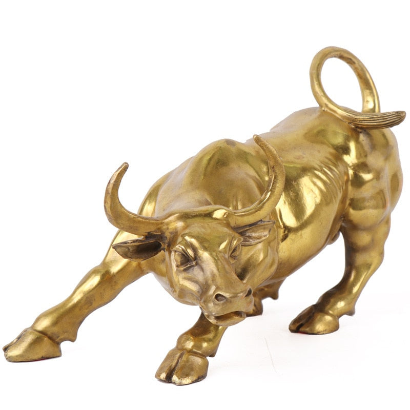 Brass Bull Wall Street Cattle Sculpture Copper Cow Statue Mascot Ornament Office Decoration Exquisite Crafts Business Gift acacuss