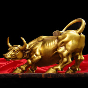 Brass Bull Wall Street Cattle Sculpture Copper Cow Statue Mascot Ornament Office Decoration Exquisite Crafts Business Gift acacuss