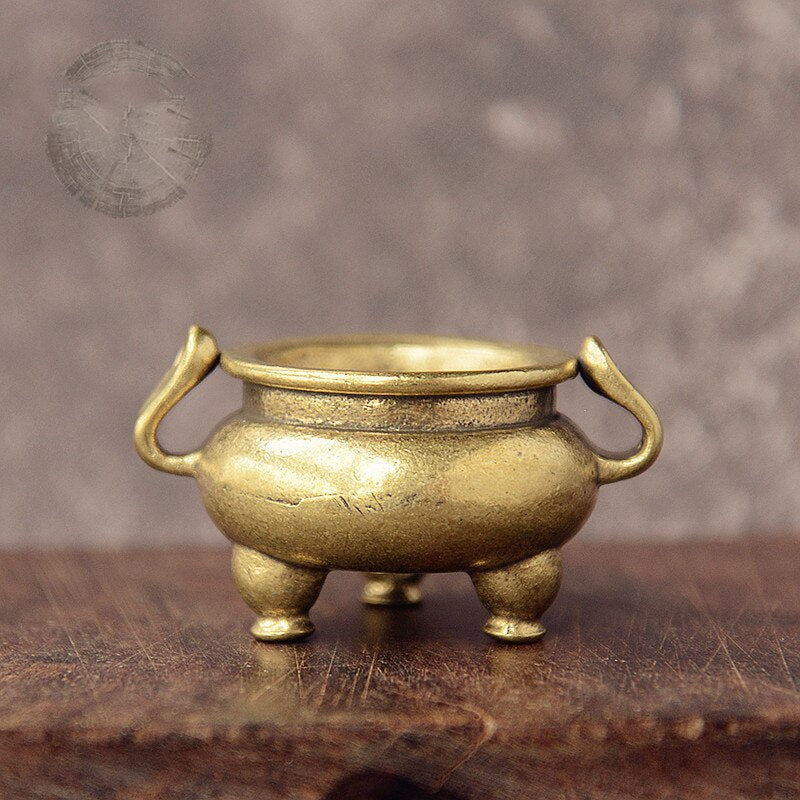Brass Pocket Lotus Nine Tripod Incense Burner Hollow Incense Offering Coffee Table Ornaments Mini Incense Burners Copper acacuss
