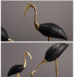 Brass With Solid Wood Crane Bird Ornaments acacuss