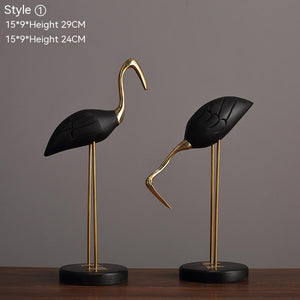 Brass With Solid Wood Crane Bird Ornaments acacuss