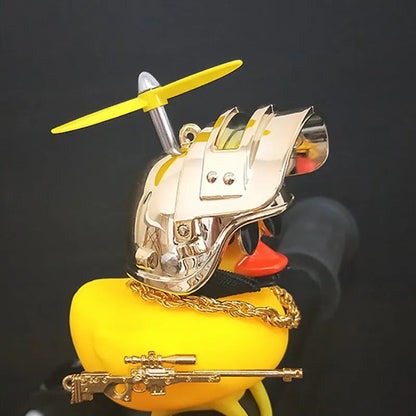 Broken Wind Rubber Duck Motor Accessories Yellow Duck with Helmet Auto Car Accessories Duck In The Car Car Interior Decoration acacuss