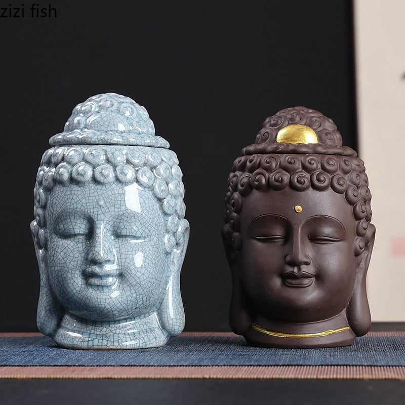 Buddha Ceramic Tea Jar Tea Caddy Storage Tank Sealed Tank Tea Container Candy Jar Food Organizer Tea Box Storage Box Tea Can acacuss