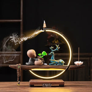 Buddha Home Decoration Elk Waterfall Backflow Incense Burner acacuss