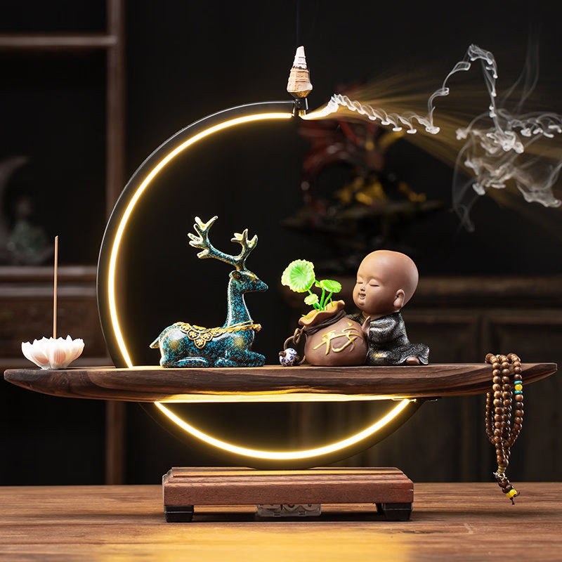 Buddha Home Decoration Elk Waterfall Backflow Incense Burner acacuss