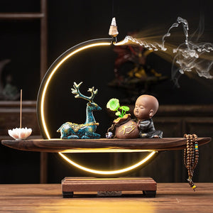 Buddha Home Decoration Elk Waterfall Backflow Incense Burner acacuss