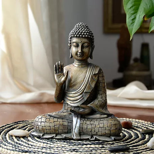 Buddha Statues Thailand Sculpture Home Decor Office Desk Ornaments Vintage Gift Figurine Hindu Siting Fengshui acacuss