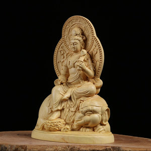 Buddha statue wood Zodiac Wenshu Puxian Bodhisattva Buxus Kuan Yin Statue Wood Carving Buddha Statue meditation buddha statue acacuss
