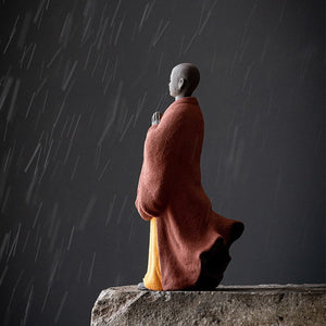 Buddhism Zen Buddha Sculpture Monk Ceramic Statue Figurine Meditation Whiteware The Color Sand Clay Hand Made Fengshui Budda acacuss