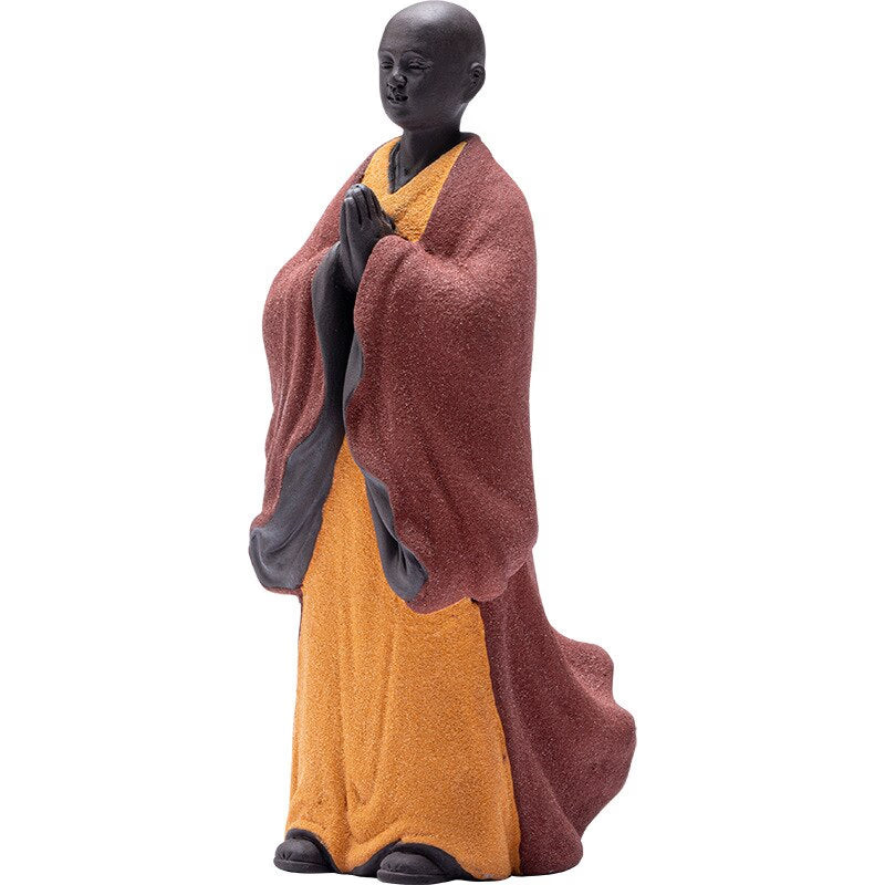Buddhism Zen Buddha Sculpture Monk Ceramic Statue Figurine Meditation Whiteware The Color Sand Clay Hand Made Fengshui Budda acacuss