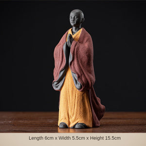 Buddhism Zen Buddha Sculpture Monk Ceramic Statue Figurine Meditation Whiteware The Color Sand Clay Hand Made Fengshui Budda acacuss