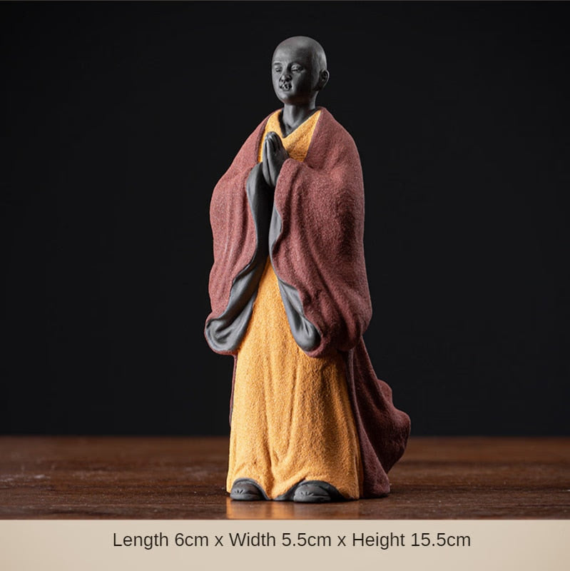Buddhism Zen Buddha Sculpture Monk Ceramic Statue Figurine Meditation Whiteware The Color Sand Clay Hand Made Fengshui Budda acacuss
