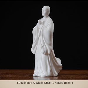 Buddhism Zen Buddha Sculpture Monk Ceramic Statue Figurine Meditation Whiteware The Color Sand Clay Hand Made Fengshui Budda acacuss