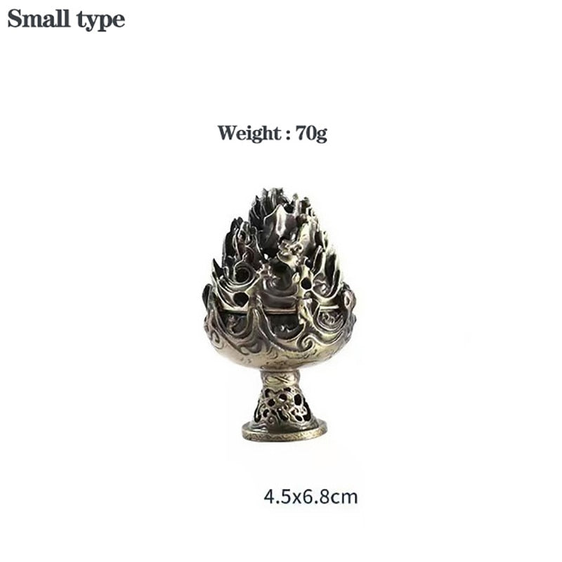 Buddhist Sense Brass Alloy Cone Incense Burner Bronze Censer Tea Ceremony Antique Ornament Home Decoration Traditional Thurible acacuss