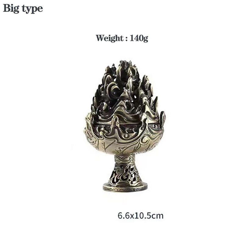 Buddhist Sense Brass Alloy Cone Incense Burner Bronze Censer Tea Ceremony Antique Ornament Home Decoration Traditional Thurible acacuss