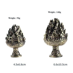 Buddhist Sense Brass Alloy Cone Incense Burner Bronze Censer Tea Ceremony Antique Ornament Home Decoration Traditional Thurible acacuss